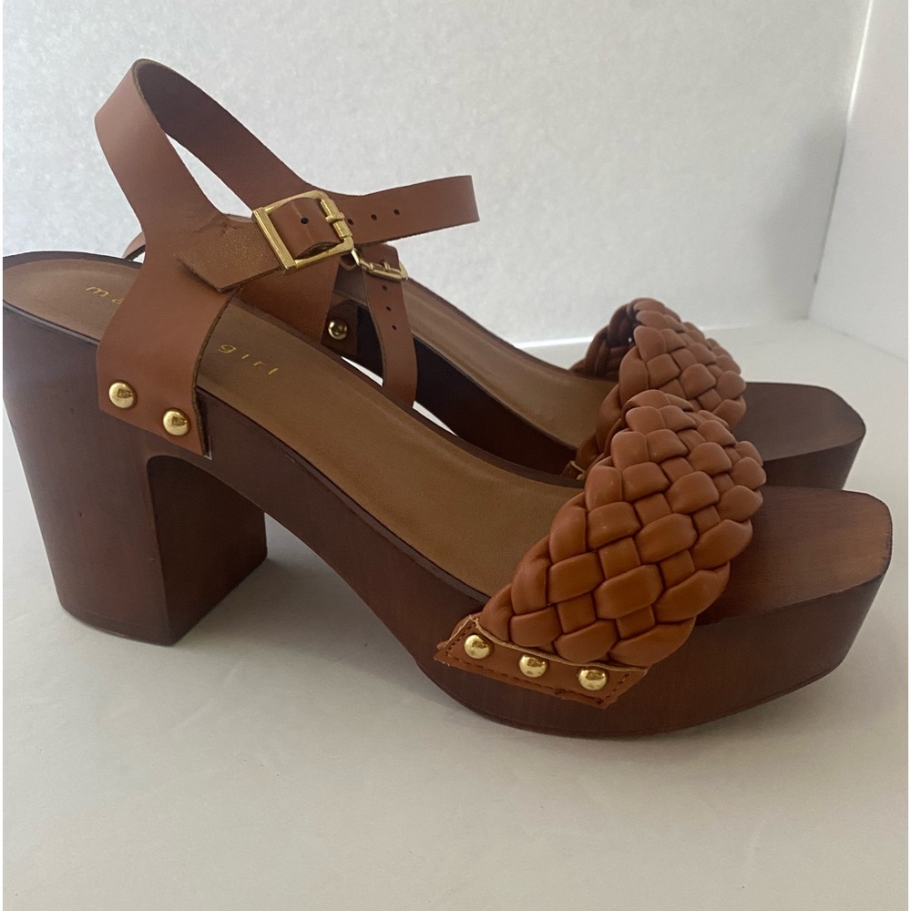 Brown Platform Heels with Gold Accents